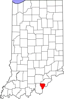 Map of Indiana highlighting Floyd County