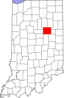 Map of Indiana highlighting Grant County