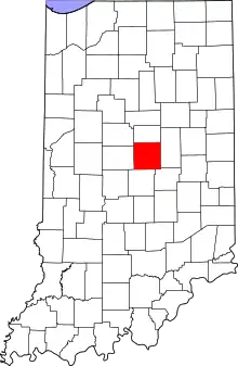 Map of Indiana highlighting Hamilton County