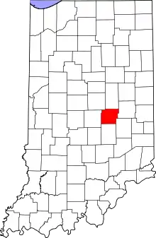 Map of Indiana highlighting Hancock County