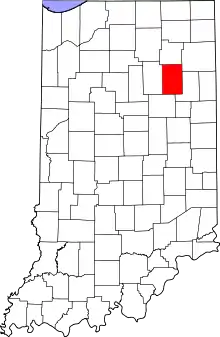 State map highlighting Huntington County