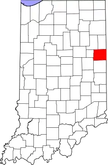 Map of Indiana highlighting Jay County