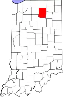 State map highlighting Kosciusko County