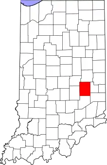 Map of Indiana highlighting Rush County