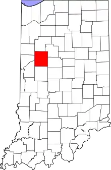 State map highlighting Tippecanoe County