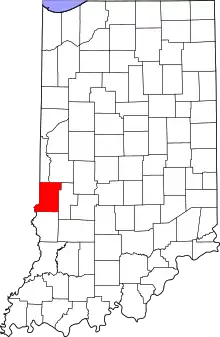 Map of Indiana highlighting Vigo County