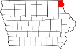 State map highlighting Allamakee County