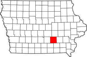 State map highlighting Mahaska County