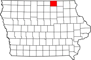 State map highlighting Mitchell County