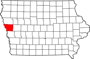 State map highlighting Monona County