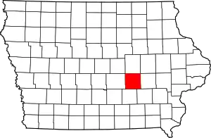 State map highlighting Poweshiek County