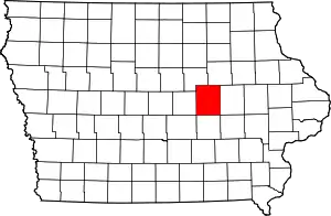 State map highlighting Tama County