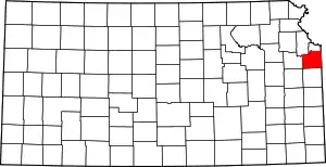 State map highlighting Johnson County