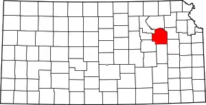 Map of Kansas highlighting Wabaunsee County