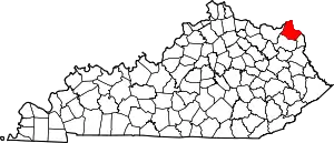 State map highlighting Greenup County