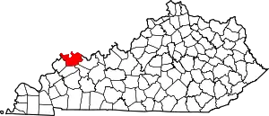 Map of Kentucky highlighting Henderson County