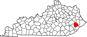 State map highlighting Knott County