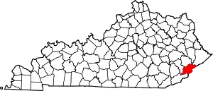 State map highlighting Letcher County