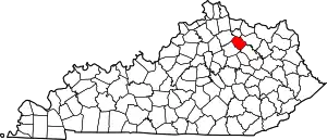 State map highlighting Nicholas County