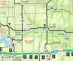 KDOT map of Lincoln County (legend)