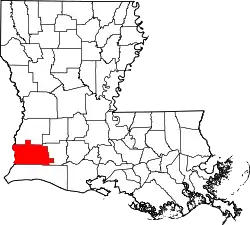 State map highlighting Calcasieu Parish