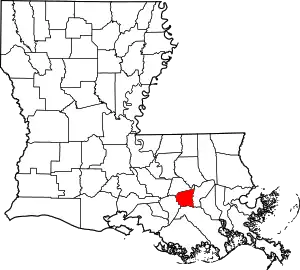 State map highlighting St. James Parish