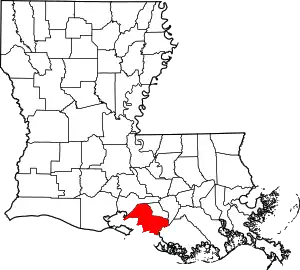 State map highlighting St. Mary Parish