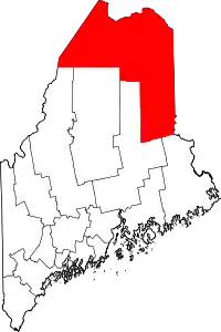 Map of Maine highlighting Aroostook County