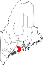 Map of Maine highlighting Knox County