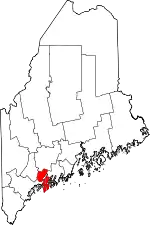 Map of Maine highlighting Sagadahoc County