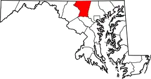 Map of Maryland highlighting Carroll County