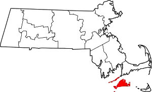 State map highlighting Dukes County