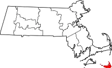 Location of Nantucket in Massachusetts