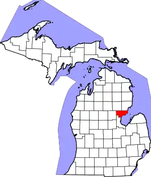 State map highlighting Arenac County