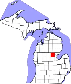 State map highlighting Gladwin County