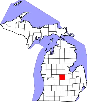 State map highlighting Gratiot County