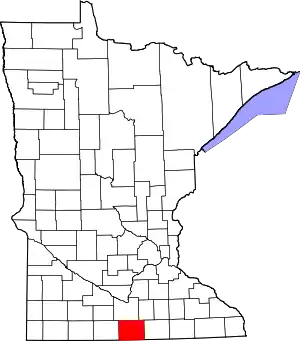 Map of Minnesota highlighting Faribault County