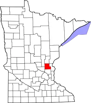 State map highlighting Isanti County