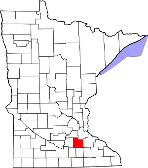 State map highlighting Rice County