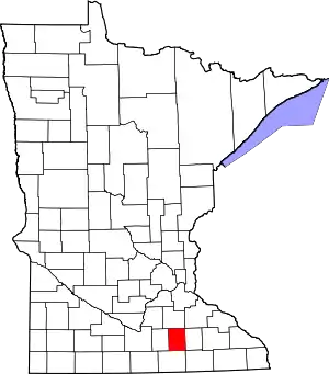 Map of Minnesota highlighting Steele County