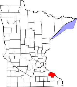 State map highlighting Wabasha County