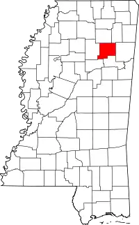 State map highlighting Chickasaw County