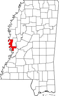 State map highlighting Issaquena County