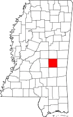 Map of Mississippi highlighting Newton County