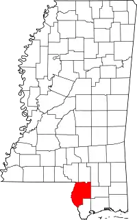 State map highlighting Pearl River County