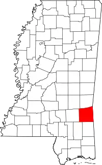 Map of Mississippi highlighting Wayne County