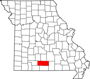 Map of Missouri highlighting Douglas County