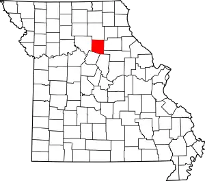 Map of Missouri highlighting Randolph County