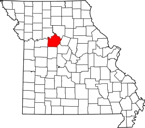 Map of Missouri highlighting Saline County