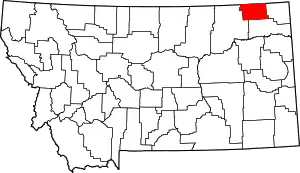 State map highlighting Daniels County